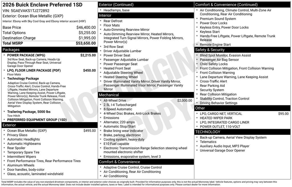 New 2026 Buick Enclave Preferred w/ Power Package AWD/4WD image 44