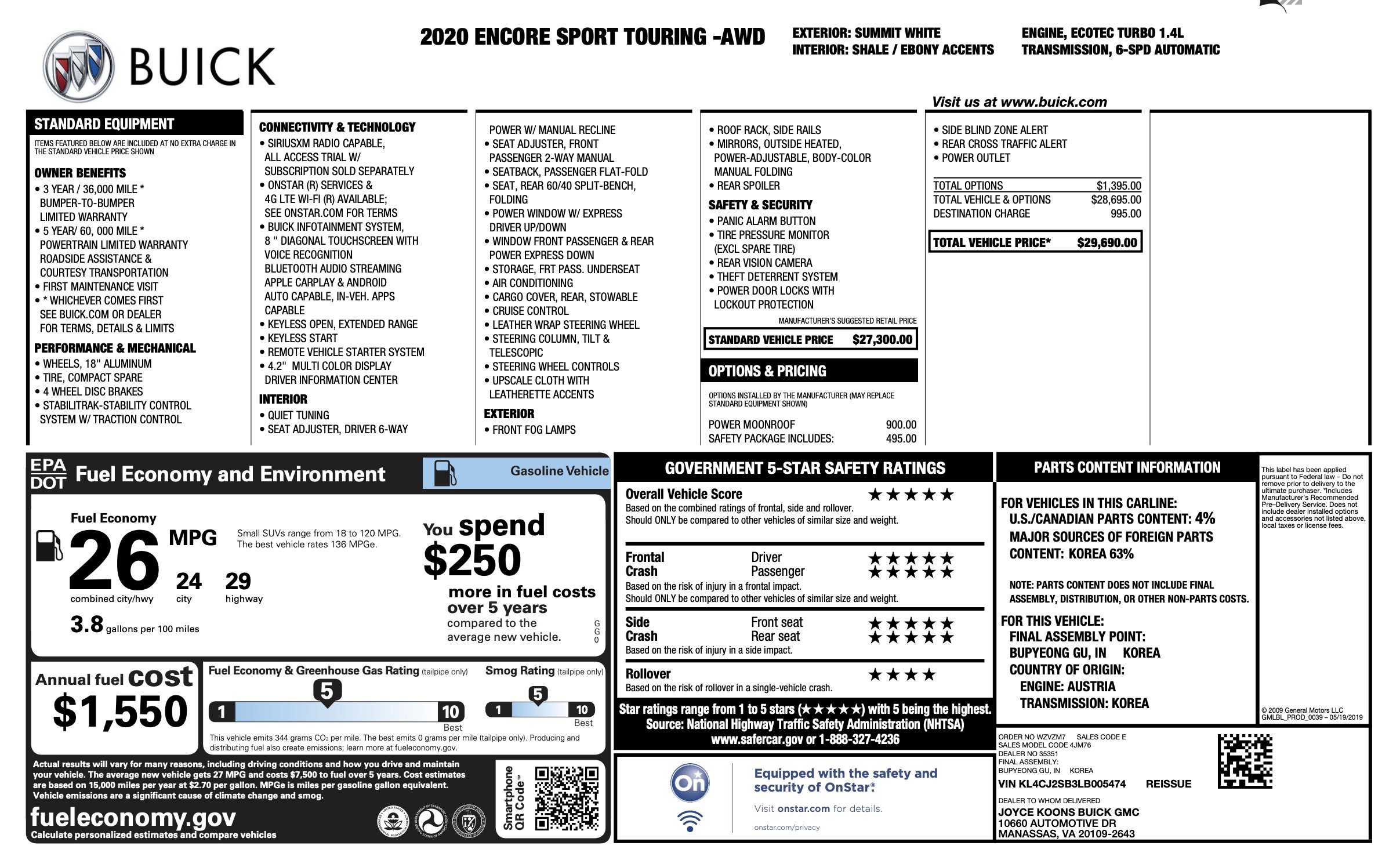 Used 2020 Buick Encore Sport Touring w/ Safety Package image 2