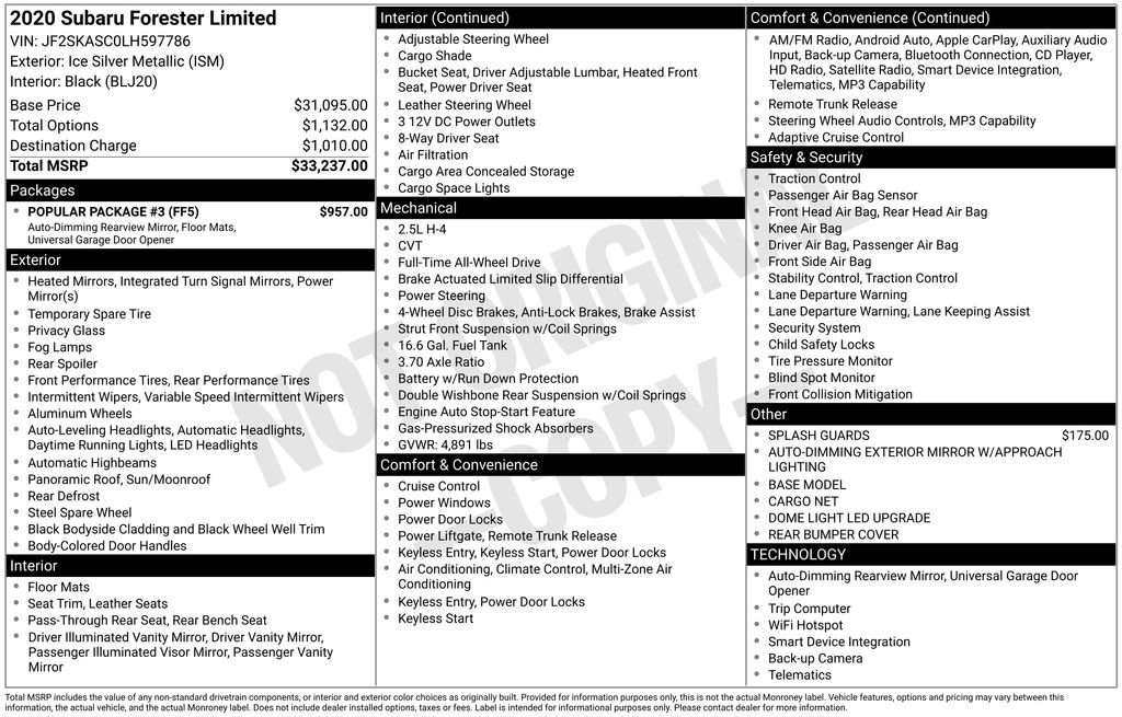 Used 2020 Subaru Forester Limited w/ Popular Package #3 image 4