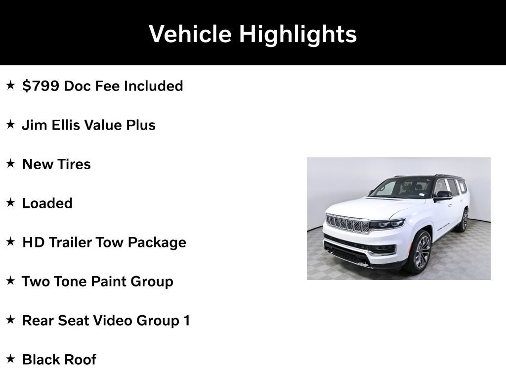 Used 2023 Jeep Grand Wagoneer L Series III w/ Rear Seat Video Group 1 image 2