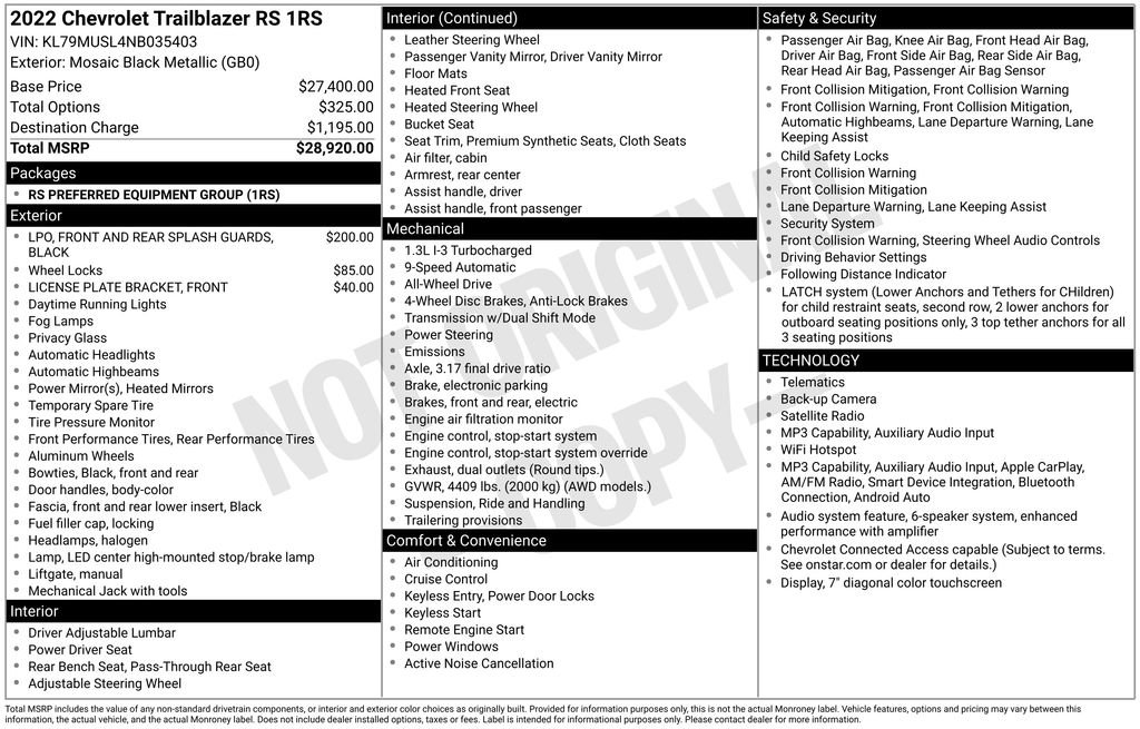 Used 2022 Chevrolet TrailBlazer RS AWD/4WD image 30