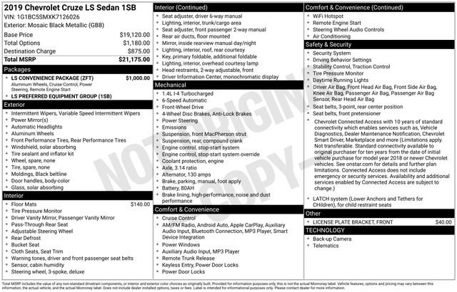 Used 2019 Chevrolet Cruze LS w/ LS Convenience Package image 57