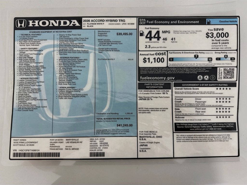 New 2026 Honda Accord Touring image 9
