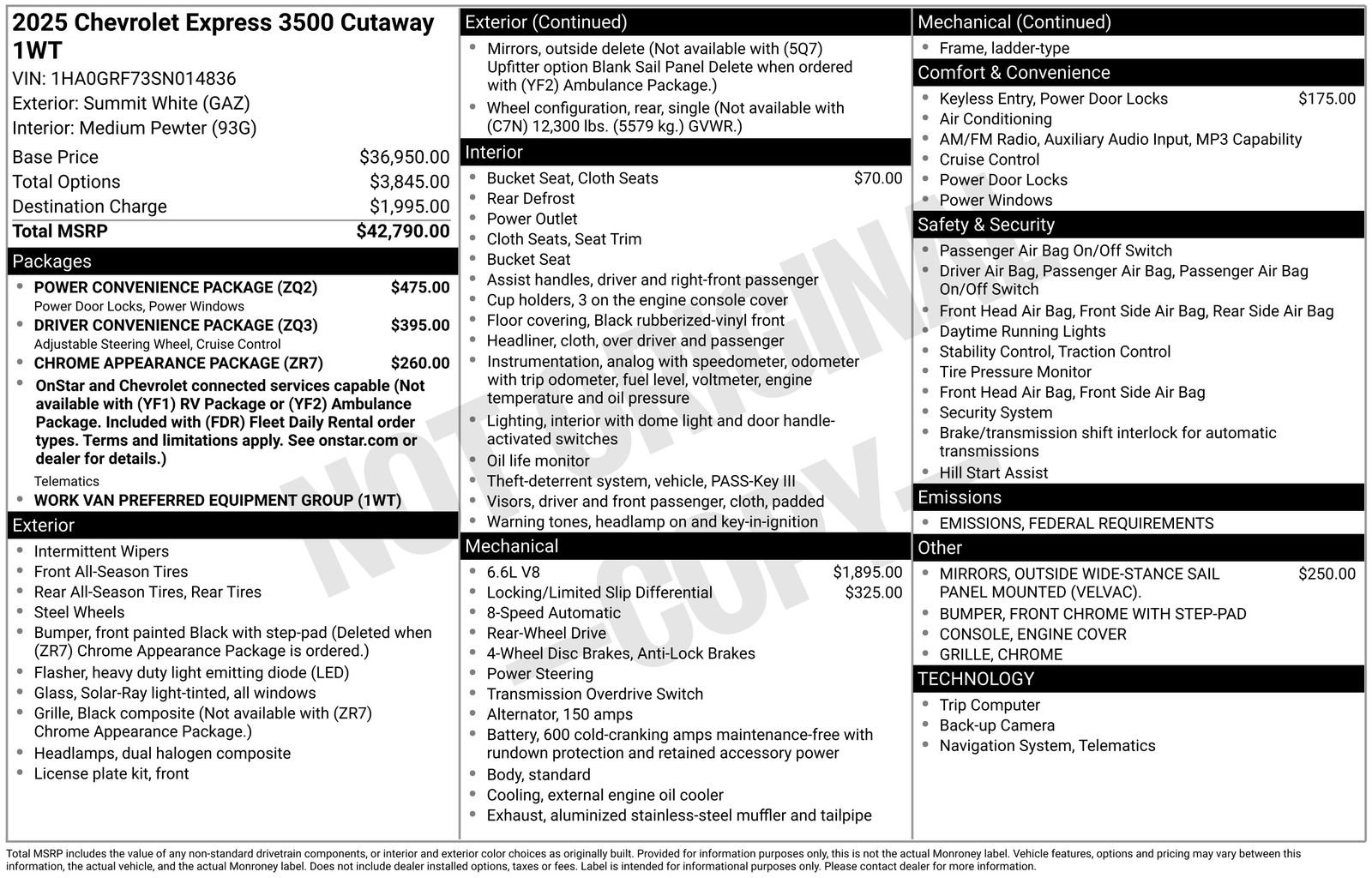 New 2025 Chevrolet Express 3500 w/ Power Convenience Package image 5