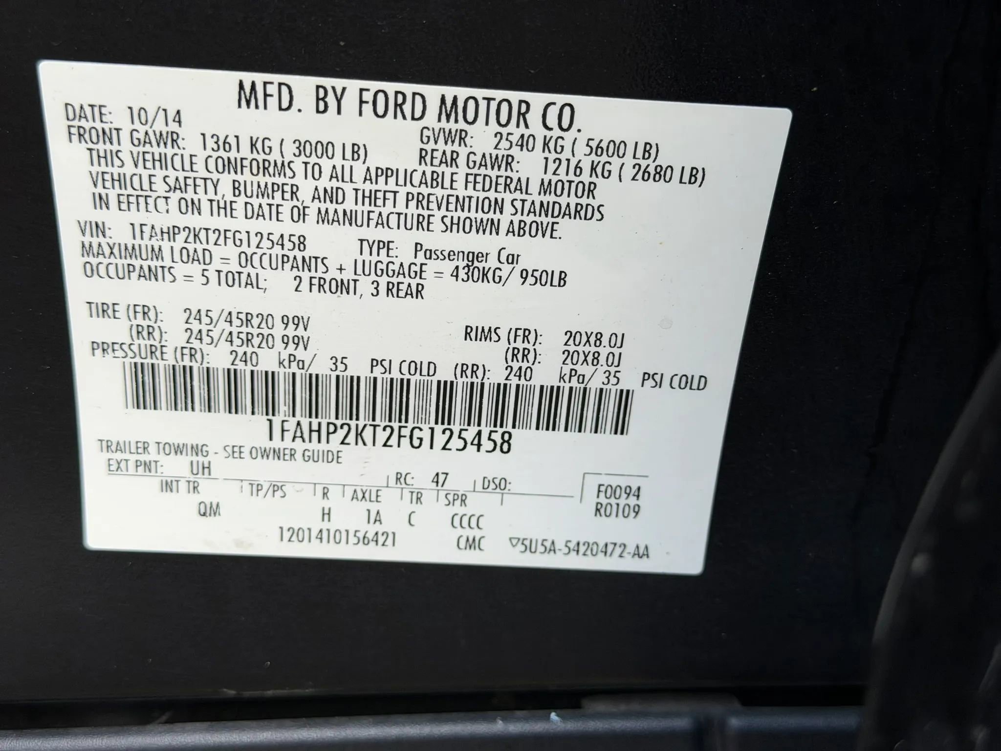 Used 2015 Ford Taurus SHO w/ Equipment Group 401A image 76