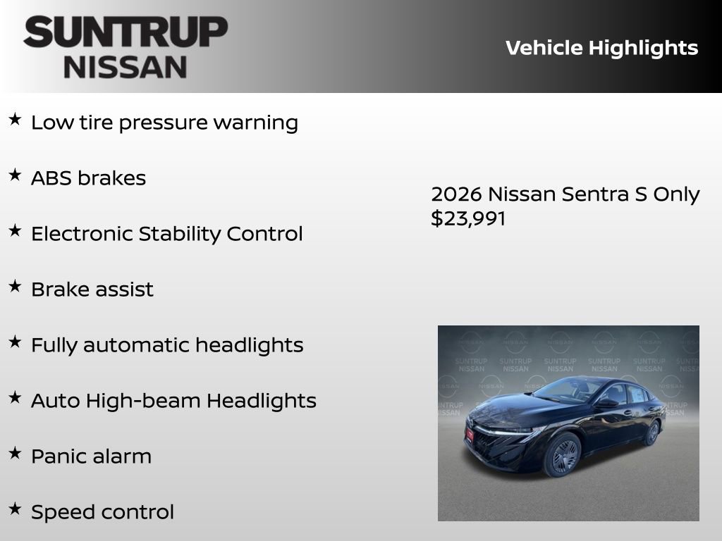 New 2026 Nissan Sentra S w/ Floor Mat Package image 23