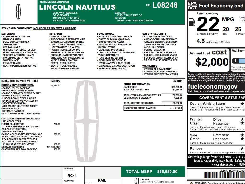 Used 2023 Lincoln Nautilus Reserve w/ Equipment Group 202A AWD/4WD image 2