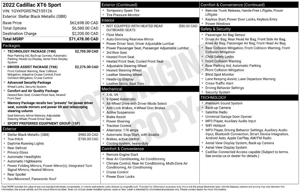 Used 2022 Cadillac XT6 Sport w/ Technology Package AWD/4WD image 78