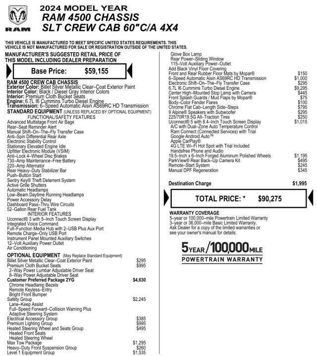 Used 2024 RAM 4500 SLT w/ Quick Order Package 2YG SLT image 10