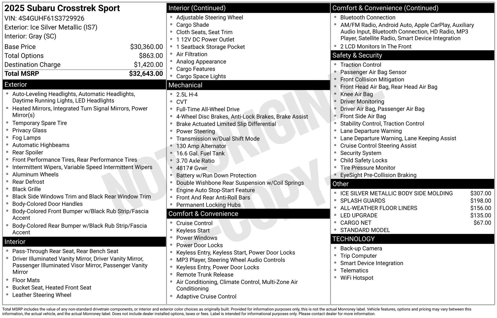 Certified 2025 Subaru Crosstrek 2.5i Sport image 7