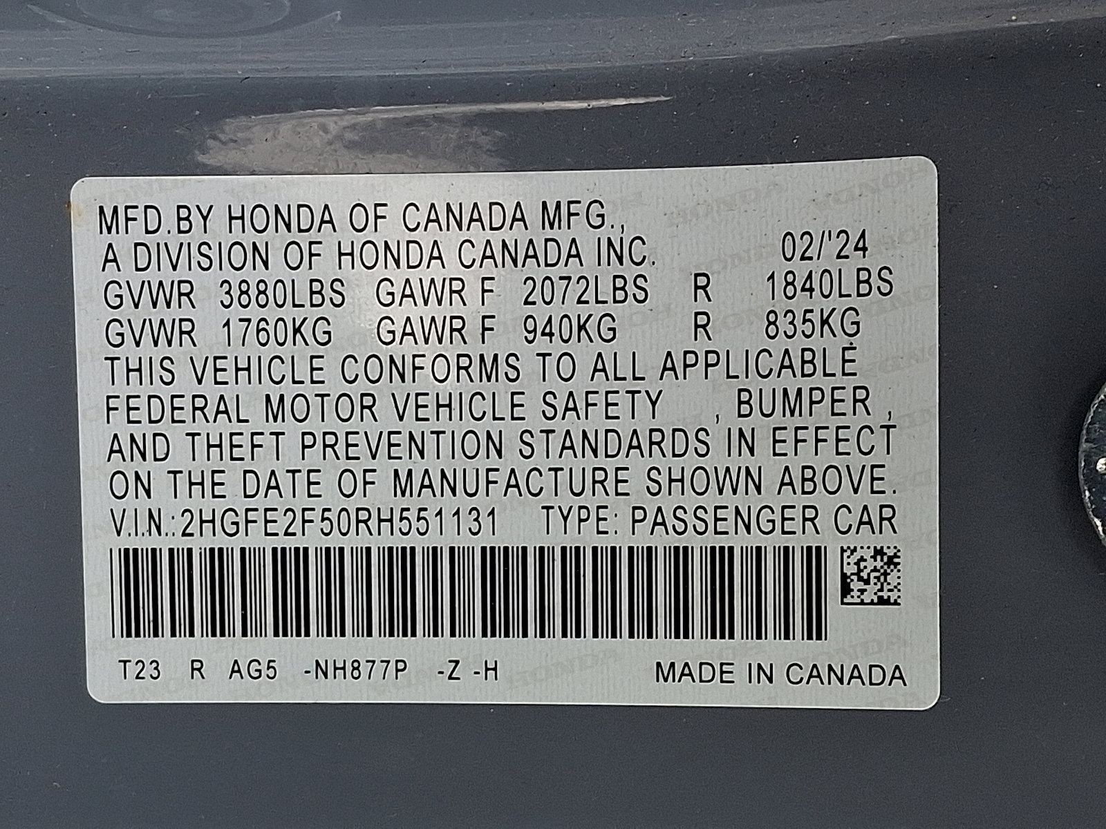 Certified 2024 Honda Civic Sport image 27