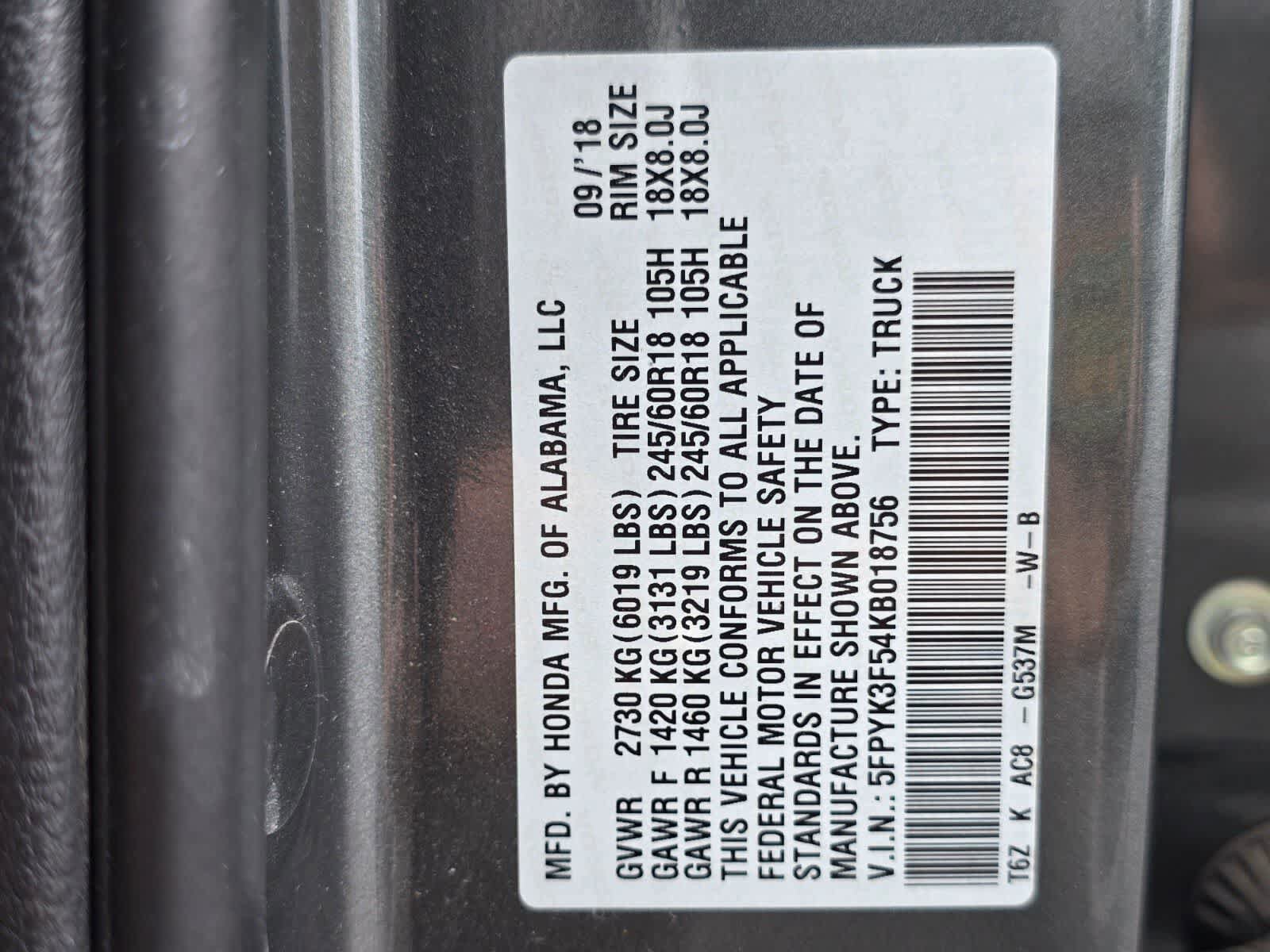Used 2019 Honda Ridgeline RTL image 16