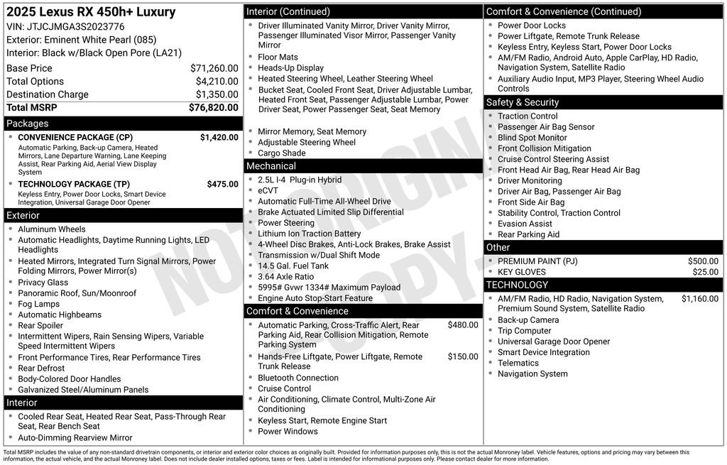 Used 2025 Lexus RX 450h AWD w/ Convenience Package image 6