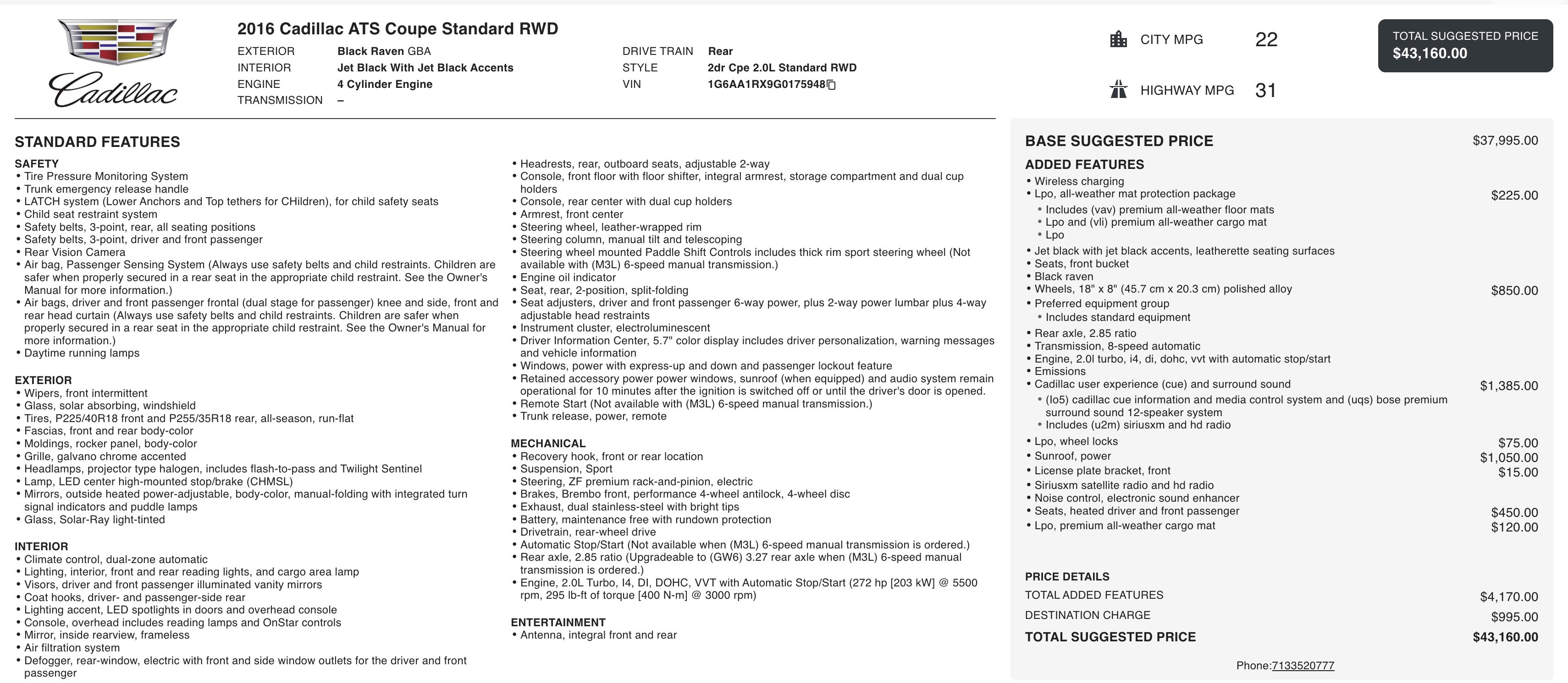 Used 2016 Cadillac ATS 2.0T Coupe image 2