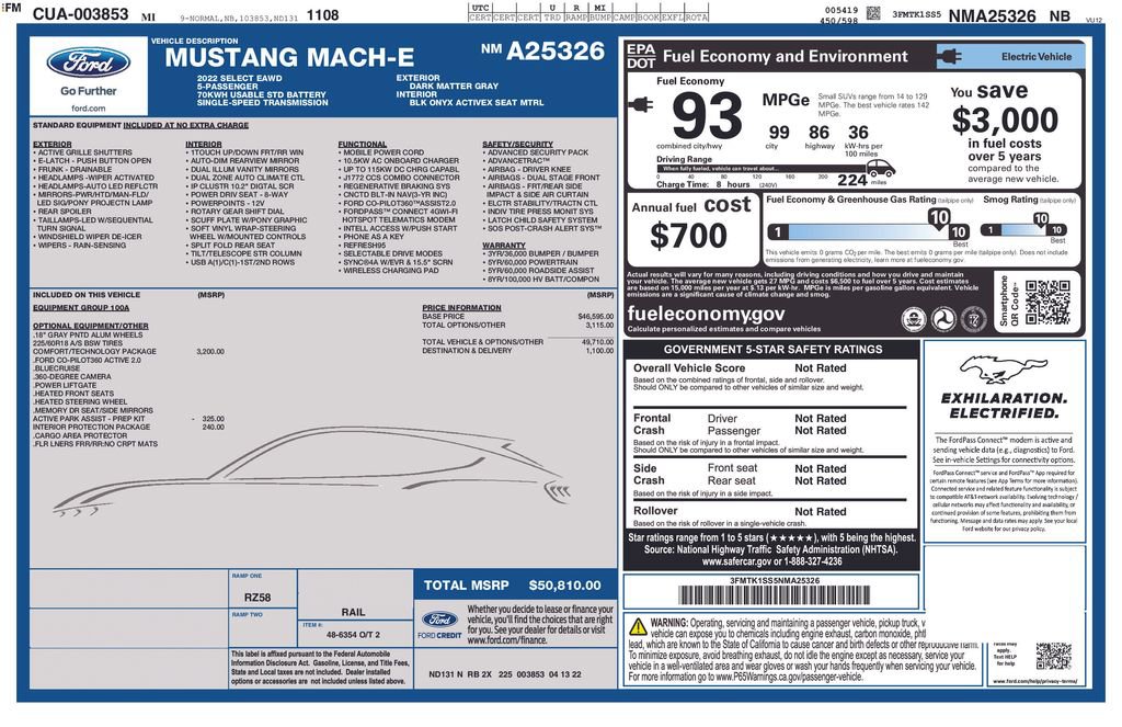 Certified 2022 Ford Mustang Mach-E Select w/ Comfort/Technology Package AWD/4WD image 31
