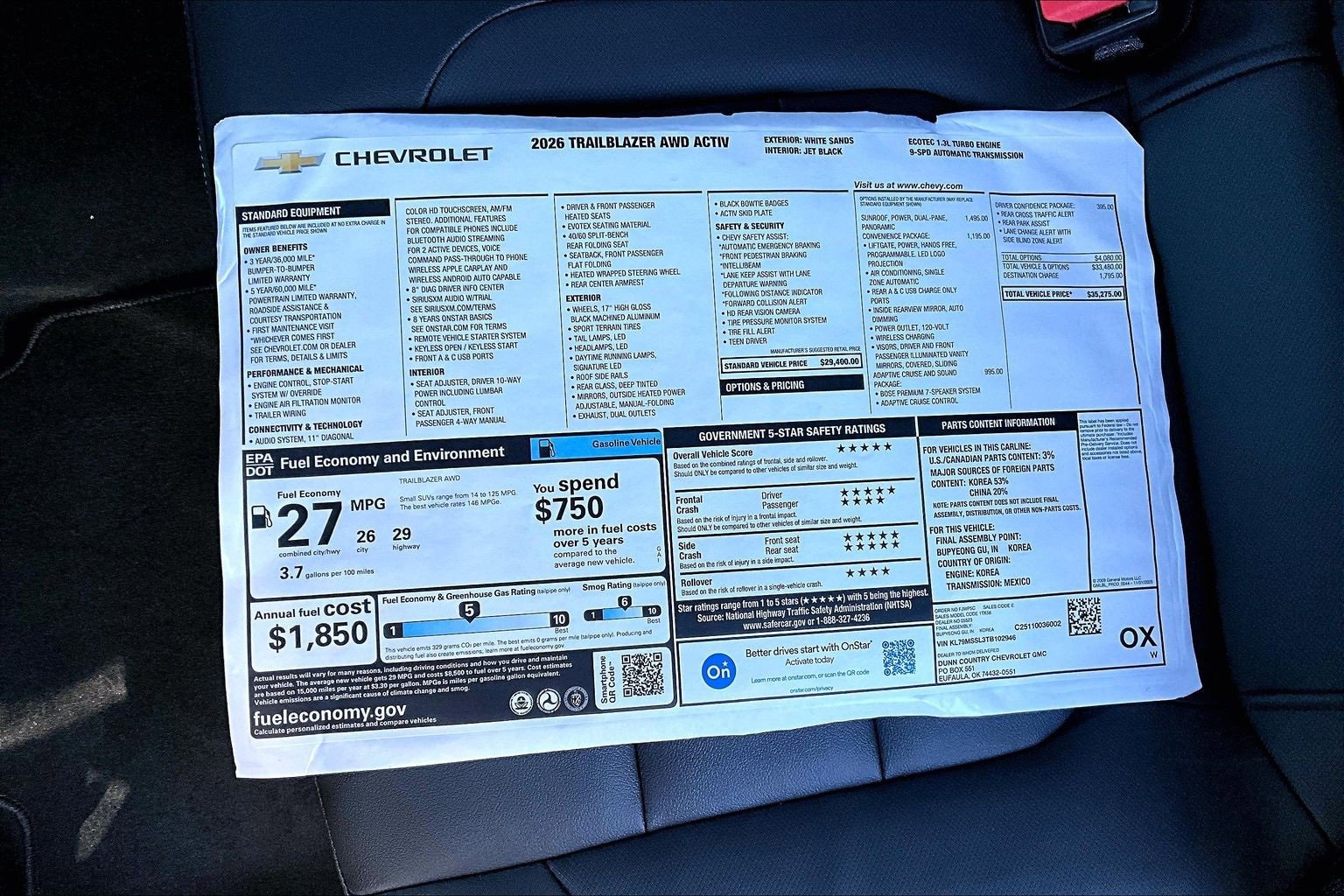 New 2026 Chevrolet TrailBlazer ACTIV w/ Convenience Package image 14