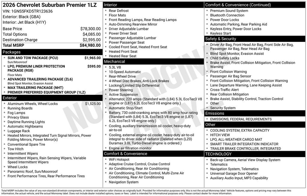 New 2026 Chevrolet Suburban Premier w/ Sun And Tow Package image 5