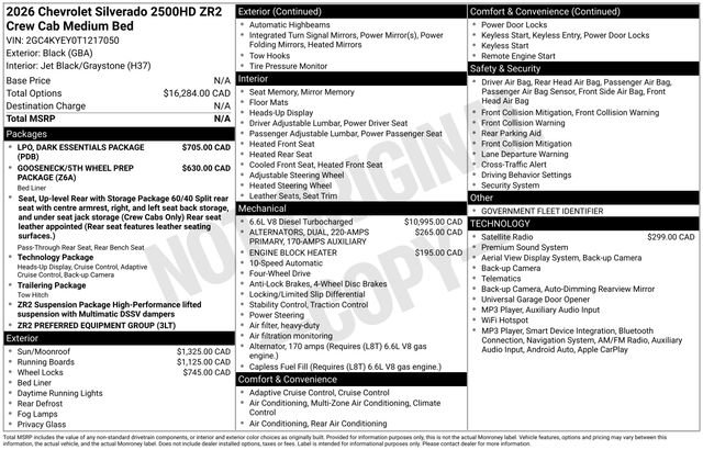 New 2026 Chevrolet Silverado 2500 ZR2 w/ LPO, Dark Essentials Package AWD/4WD image 4