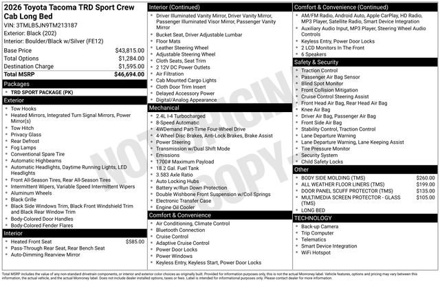 New 2026 Toyota Tacoma TRD Sport image 5