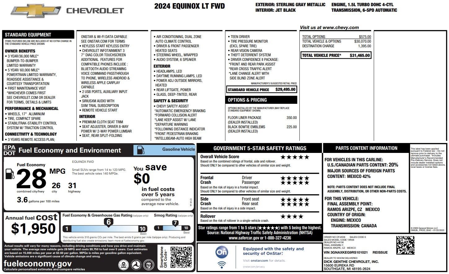 Used 2024 Chevrolet Equinox LT w/ LPO, Floor Liner Package FWD image 38
