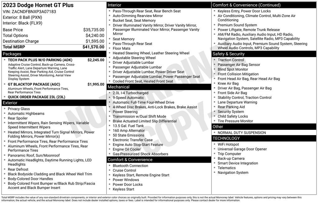 Used 2023 Dodge Hornet GT Plus w/ Tech Pack Plus w/o Parking image 39