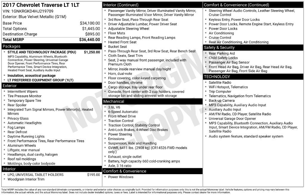 Used 2017 Chevrolet Traverse LT w/ Style and Technology Package FWD image 4