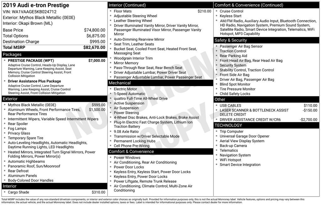 Used 2019 Audi e-tron Prestige w/ Prestige Package image 45