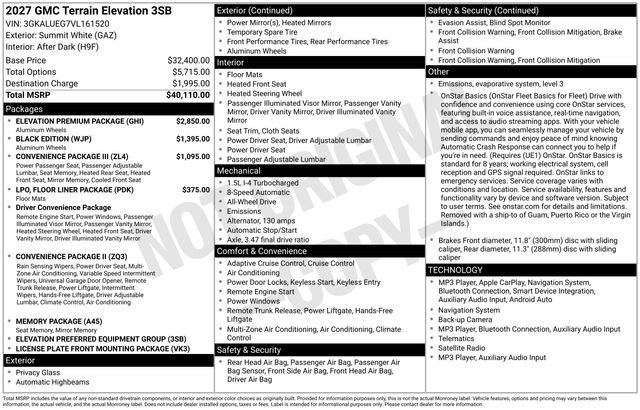New 2027 GMC Terrain Elevation w/ Elevation Premium Package AWD/4WD image 4
