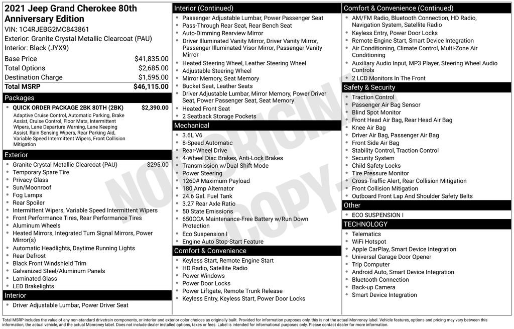 Used 2021 Jeep Grand Cherokee Limited w/ Quick Order Package 28K 80th image 15