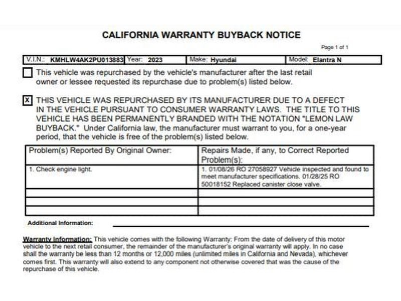 Used 2023 Hyundai Elantra N FWD image 3