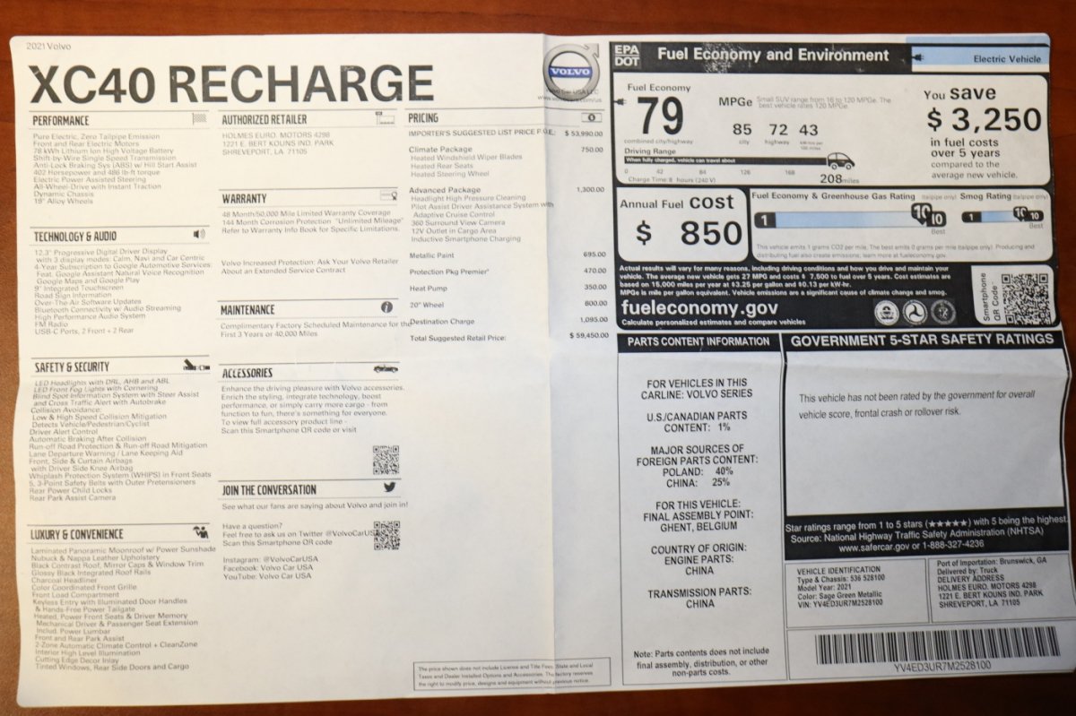 Used 2021 Volvo XC40 P8 Recharge AWD/4WD image 3