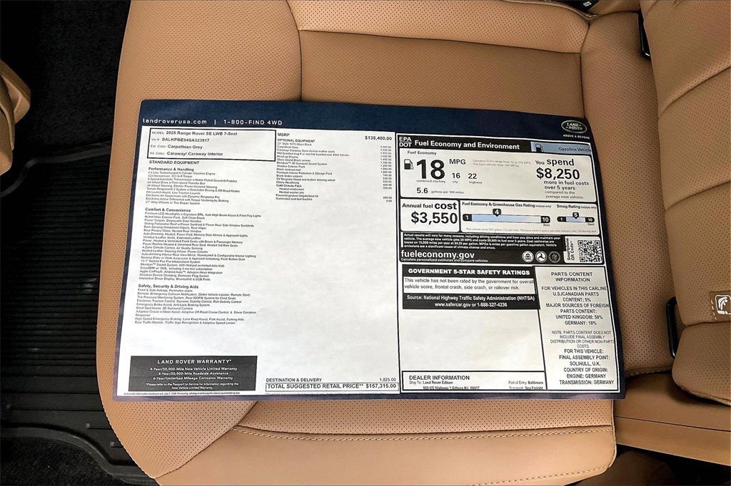 New 2025 Land Rover Range Rover Long Wheelbase SE image 14