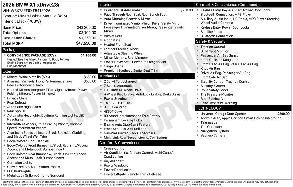 Used 2026 BMW X1 xDrive28i w/ Convenience Package AWD/4WD image 5