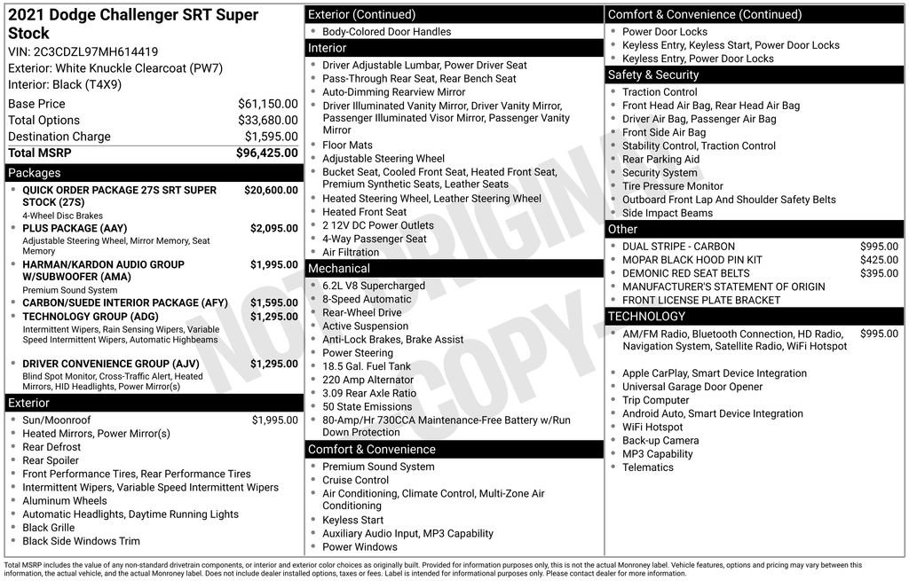 Used 2021 Dodge Challenger SRT Super Stock RWD image 39