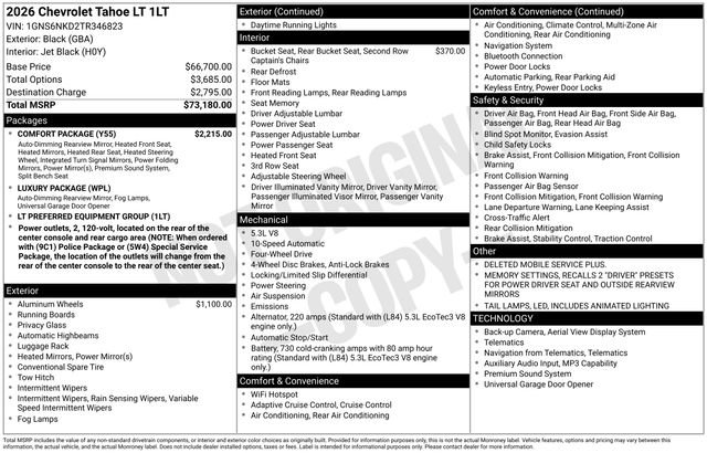 New 2026 Chevrolet Tahoe LT w/ Comfort Package AWD/4WD image 5
