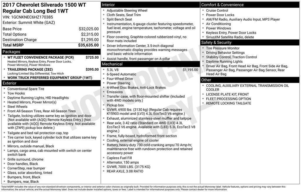 Used 2017 Chevrolet Silverado 1500 W/T w/ WT Fleet Convenience Package image 2