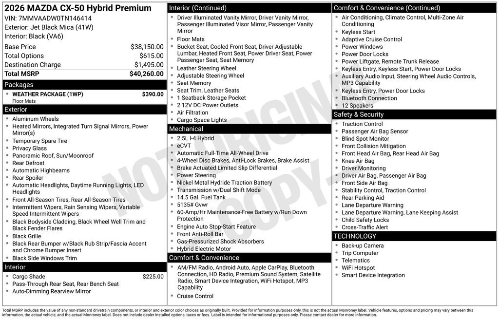 New 2026 MAZDA CX-50 AWD 2.5 Hybrid w/ Weather Package image 11