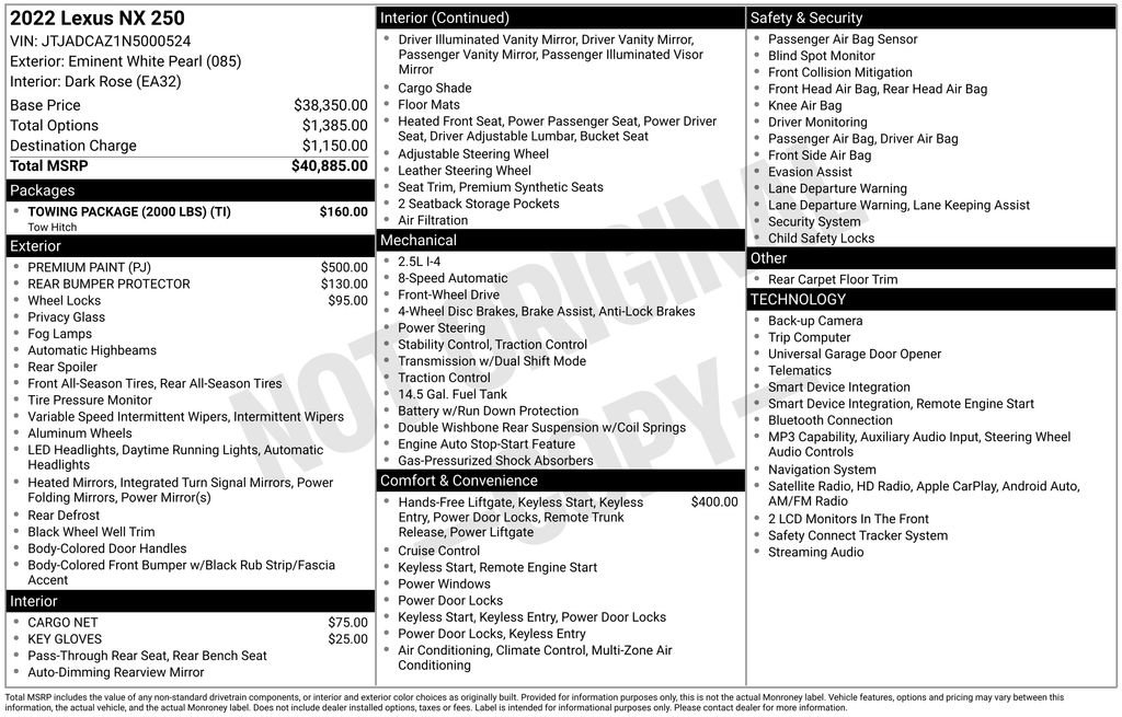 Used 2022 Lexus NX 250 FWD w/ Towing Package (2000 Lbs) image 33