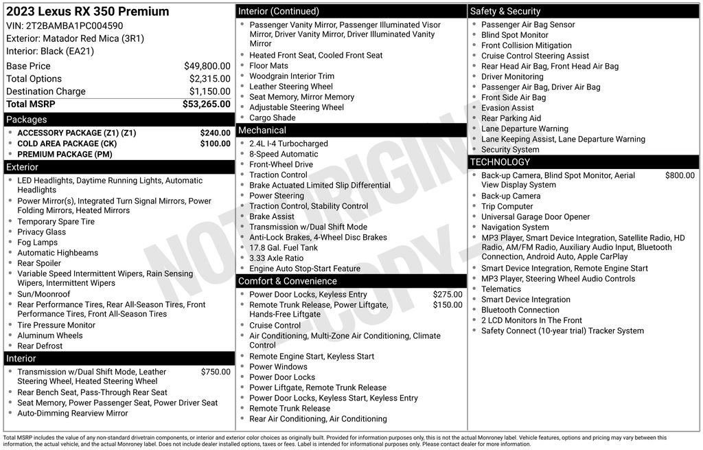 Used 2023 Lexus RX 350 Premium w/ Accessory Package (Z1) FWD image 33