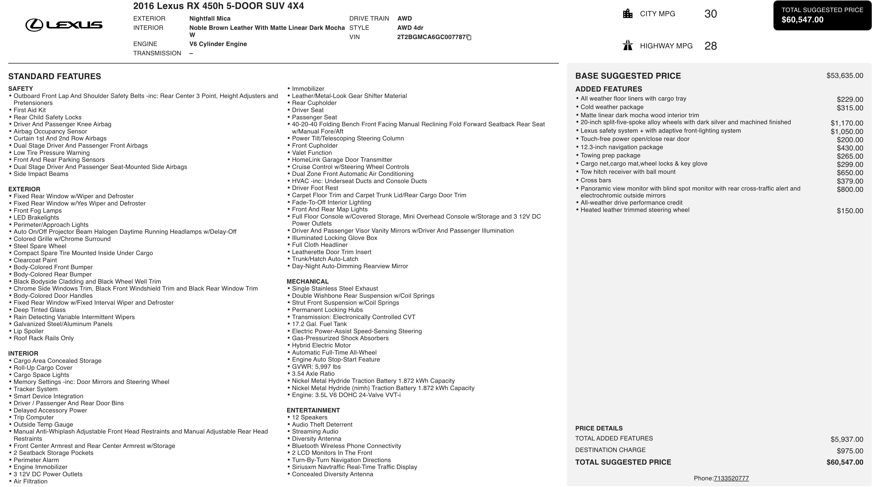 Used 2016 Lexus RX 450h AWD w/ Cold Weather Package image 5