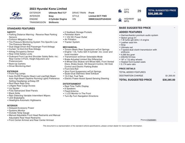 Used 2023 Hyundai Kona Limited FWD image 4