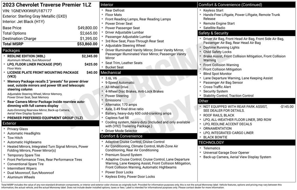 Used 2023 Chevrolet Traverse Premier w/ Redline Edition image 3