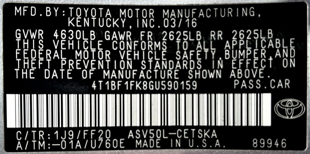Certified 2016 Toyota Camry SE FWD image 23