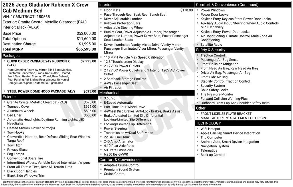 New 2026 Jeep Gladiator Rubicon AWD/4WD image 3