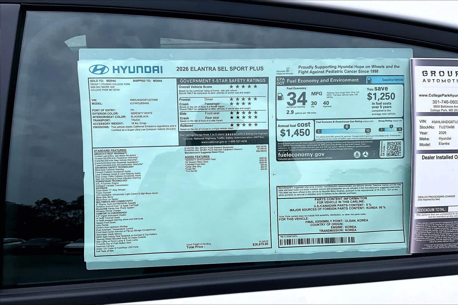 New 2026 Hyundai Elantra SEL Sport FWD image 19
