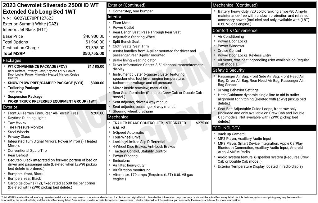 Used 2023 Chevrolet Silverado 2500 W/T w/ WT Convenience Package AWD/4WD image 6
