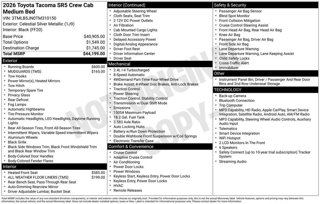 New 2026 Toyota Tacoma SR5 AWD/4WD image 7