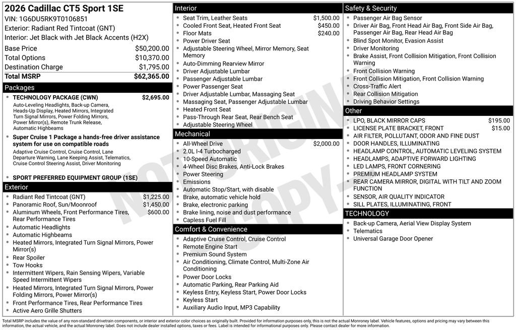 New 2026 Cadillac CT5 Sport w/ Technology Package AWD/4WD image 40