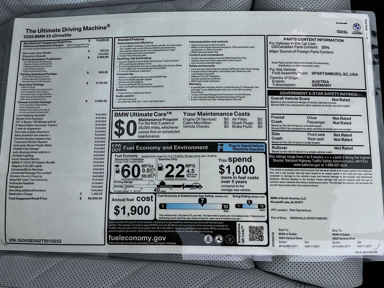 New 2026 BMW X5 xDrive50e w/ Executive Package AWD/4WD image 47