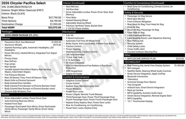 New 2026 Chrysler Pacifica Select AWD/4WD image 28